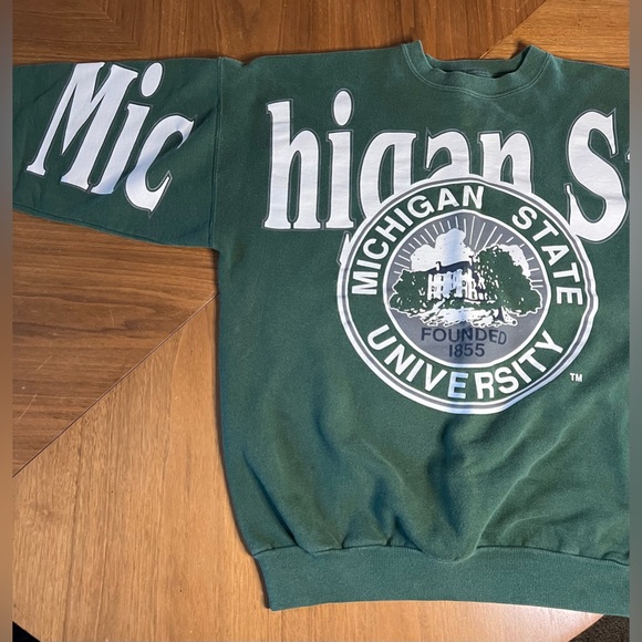 RARE Vintage Michigan State University Crest Spellout Crewneck - Picture 4 of 8